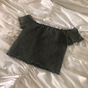 Aeropostale Ribbed Off the Shoulder Crop Top